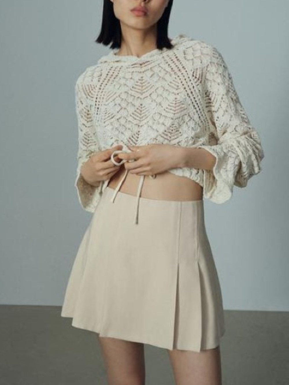 Zara Beige Tan Khaki Pleated Tennis Skirt Skort